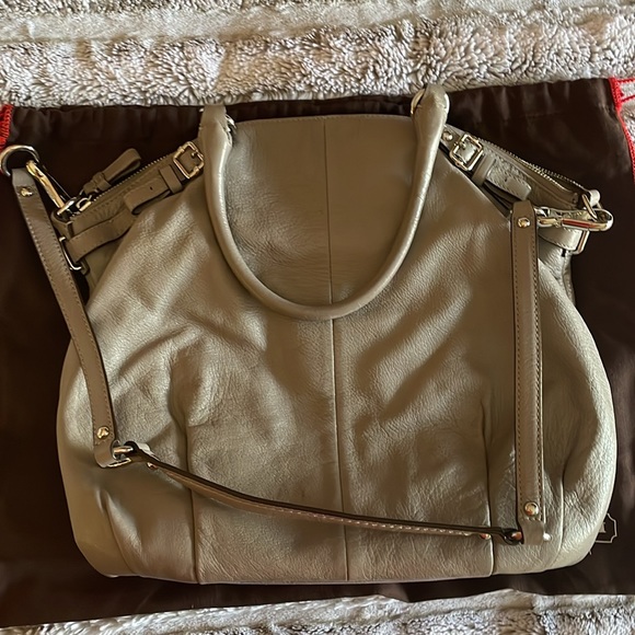Coach Taupe-Grey Leather Saddle/Shoulder Bag - Picture 4 of 13